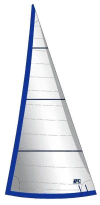 Illustration of a Dacron cruising genoa with blue leech and foot trim