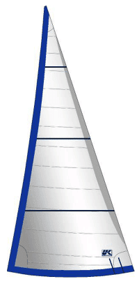 Illustration of a Dacron cruising genoa, plain woven cloth with blue trim