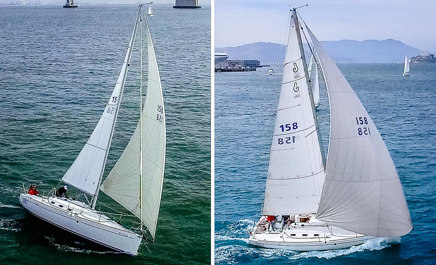 A cruising Code Zero tacked to a Trogear bowsprit, flying on its own furler.