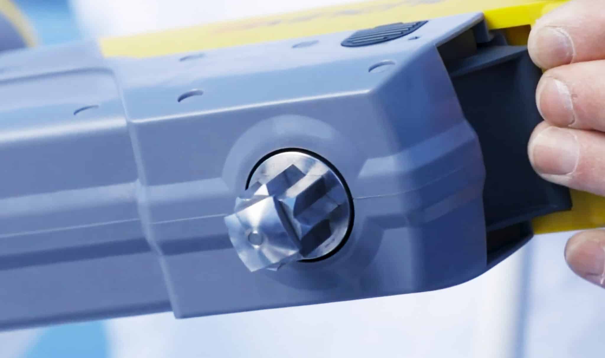 Close-up of the Ewincher's locking mechanism engaging a winch socket