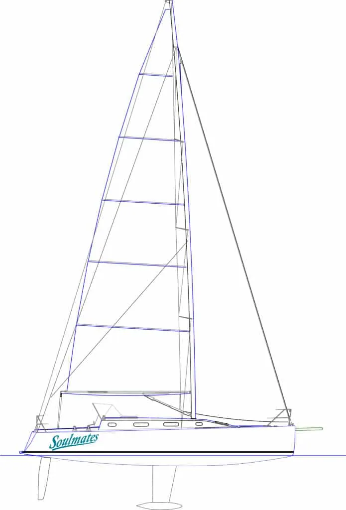Sail plan drawing of the cruising boat Soulmates