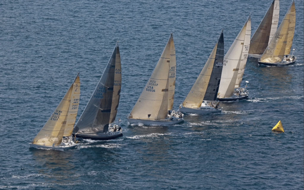 J/109 Apsara crosses the fleet at a pin-end start, 2010 Newport Bermuda Race