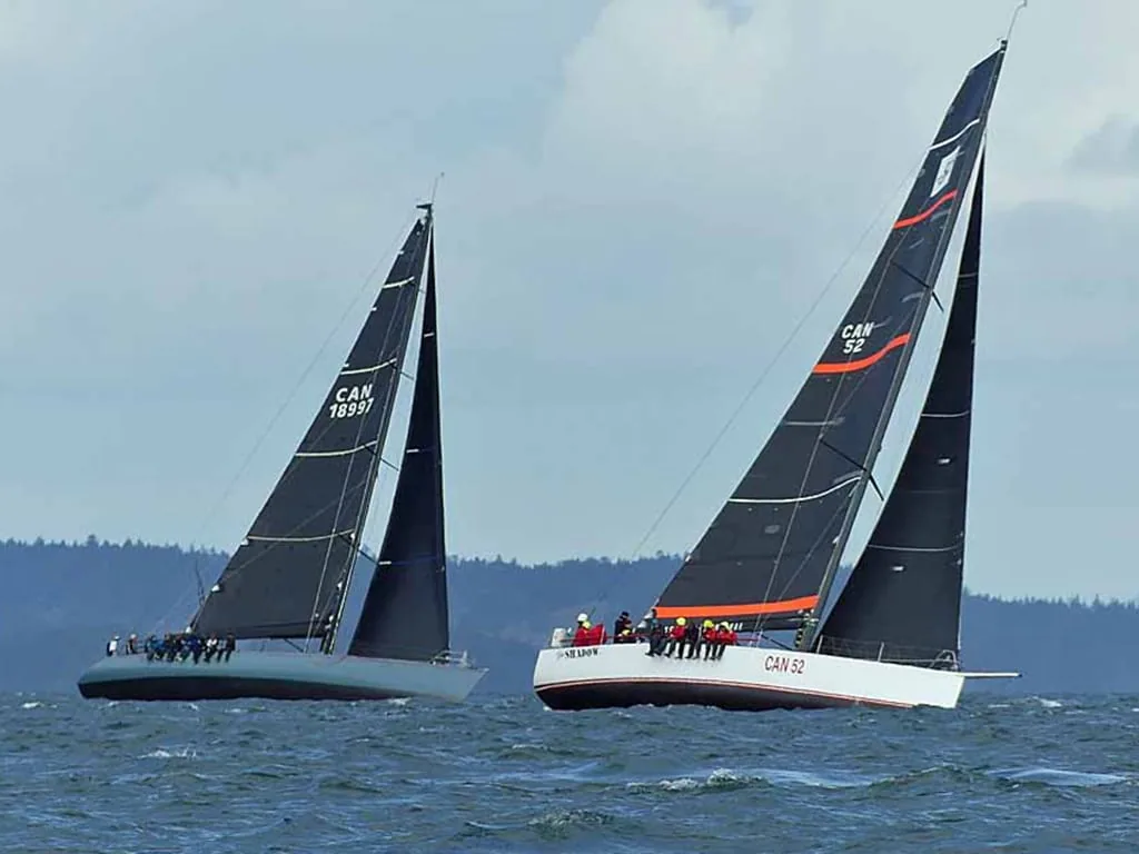 Westerly and The Shadow II battle upwind for the lead in the Patos Island Race