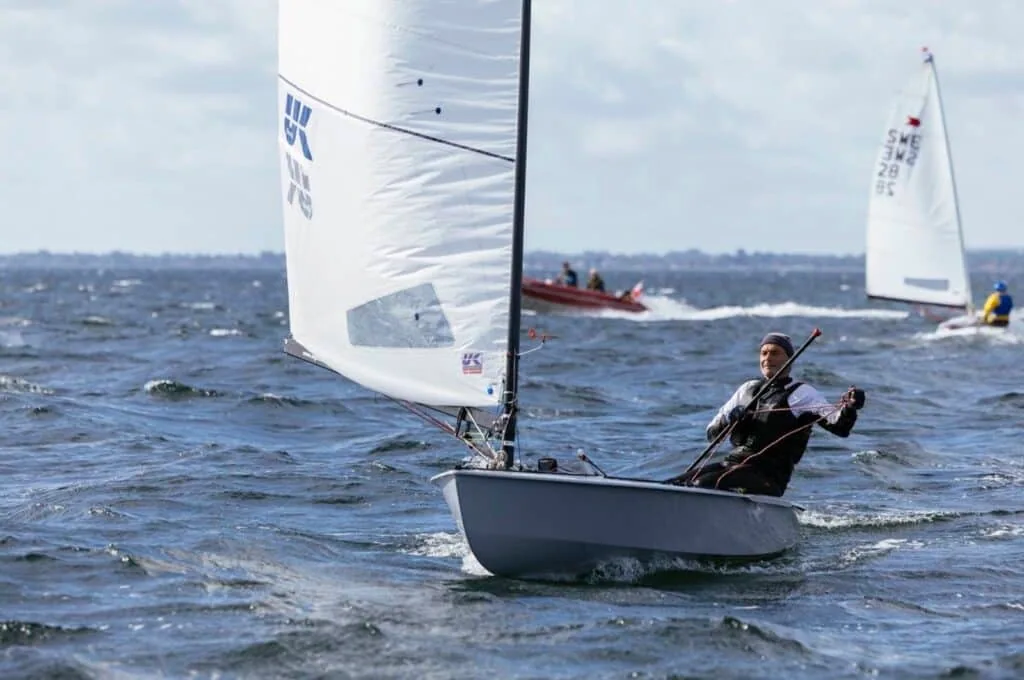 Many sailors were racing with One Design OK Dinghy sails by UK Sailmakers Denmark at the 2024 OK Dinghy DM Open. Photo Ⓒ Køge Sejlklub.