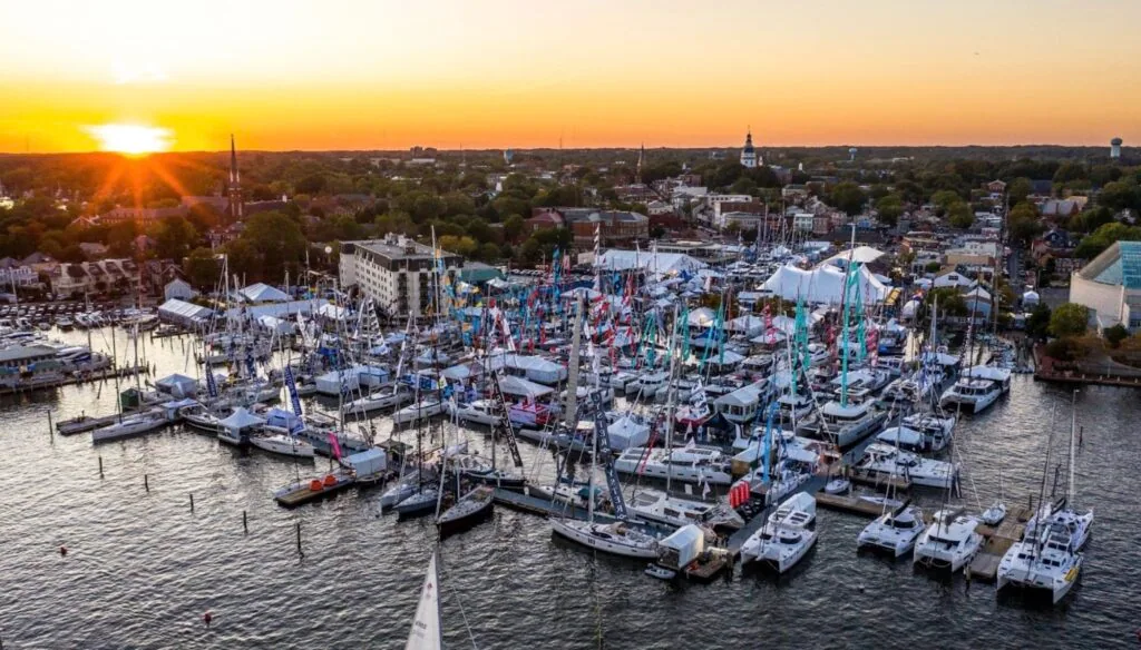Sailboat enthusiasts travel far and wide to visit the Annapolis Boat Show each year.
Image credit: Annapolis Sailboat Show.