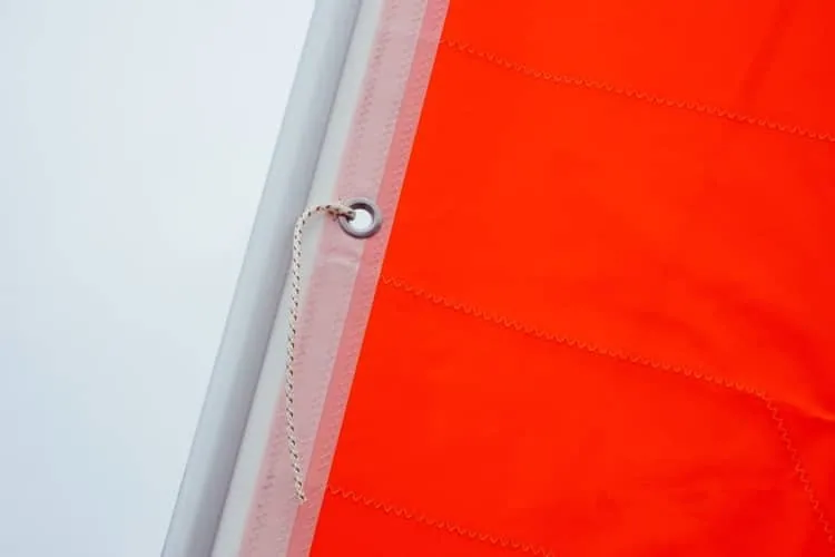 Ties along the luff of a storm jib used to secure it around the headstay