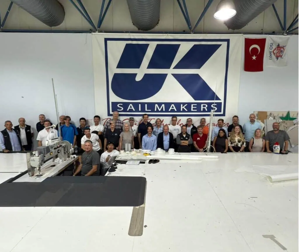 UK Sailmakers group touring the Türkiye production loft in Marmaris