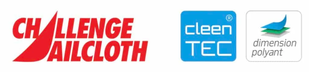 Challenge Sailcloth, cleanTEC, and Dimension-Polyant logos in a row