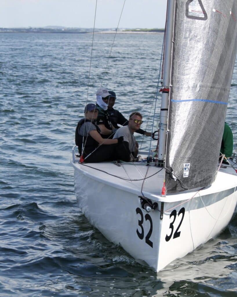 Variable conditions were a challenge at the 2025 1720 Sportsboat European Championships. SPICED BEEF in light air (right). Photos © Galway Bay Sailing Club.