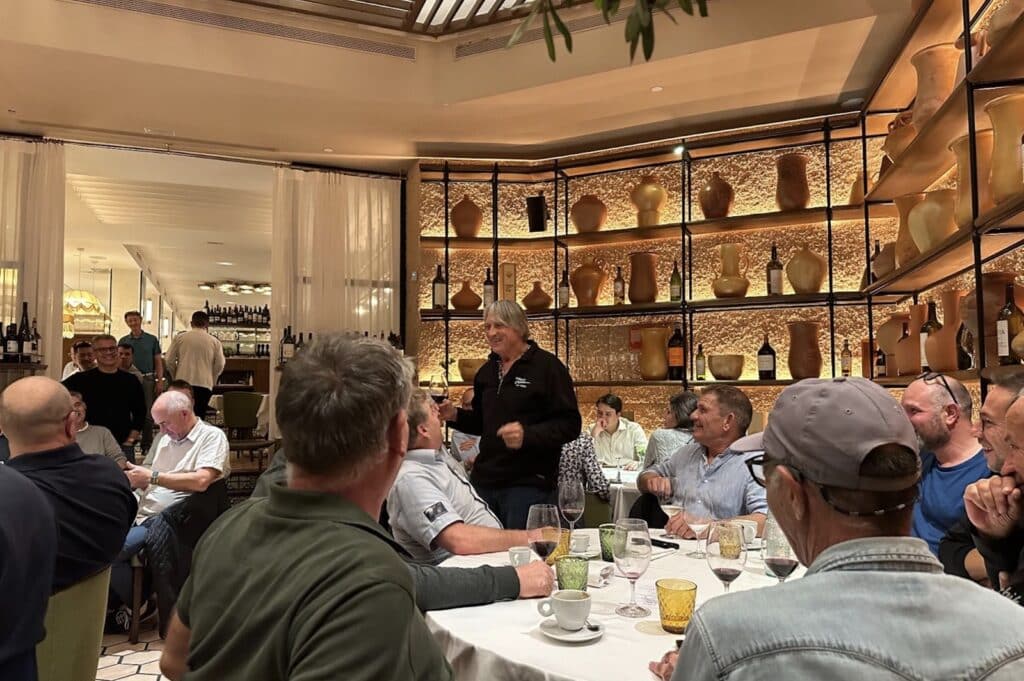UK Sailmakers group dinner meeting, with a speaker addressing the table