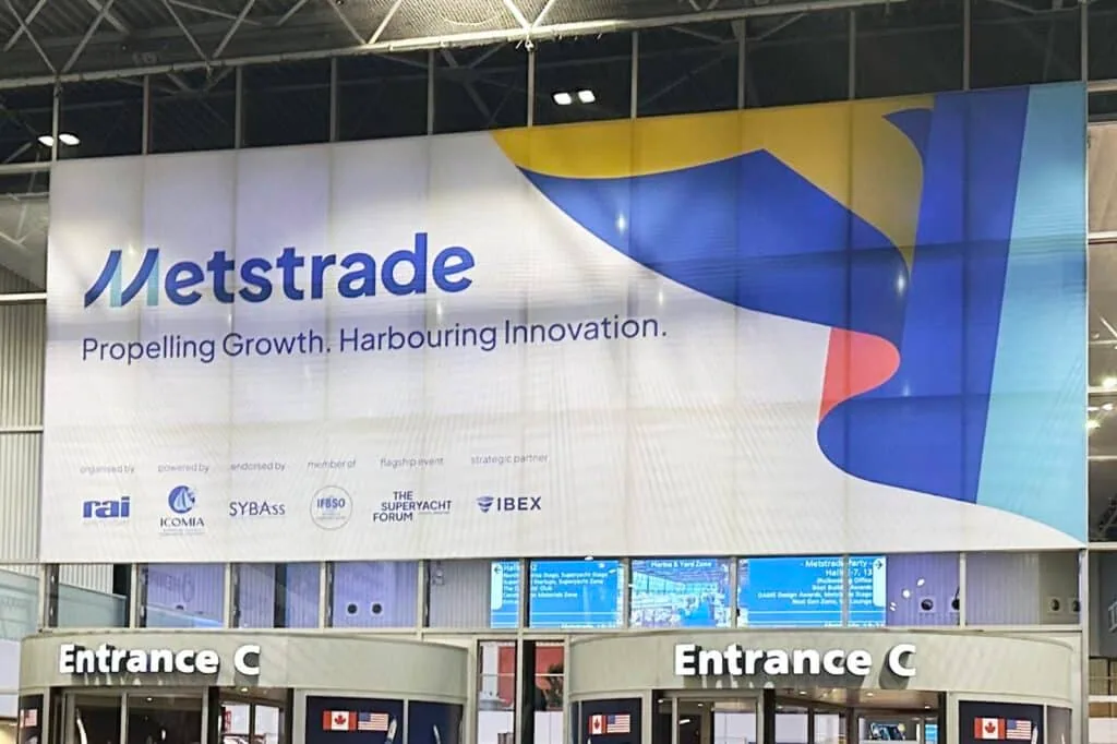 Metstrade trade show entrance banner above the Entrance C doors