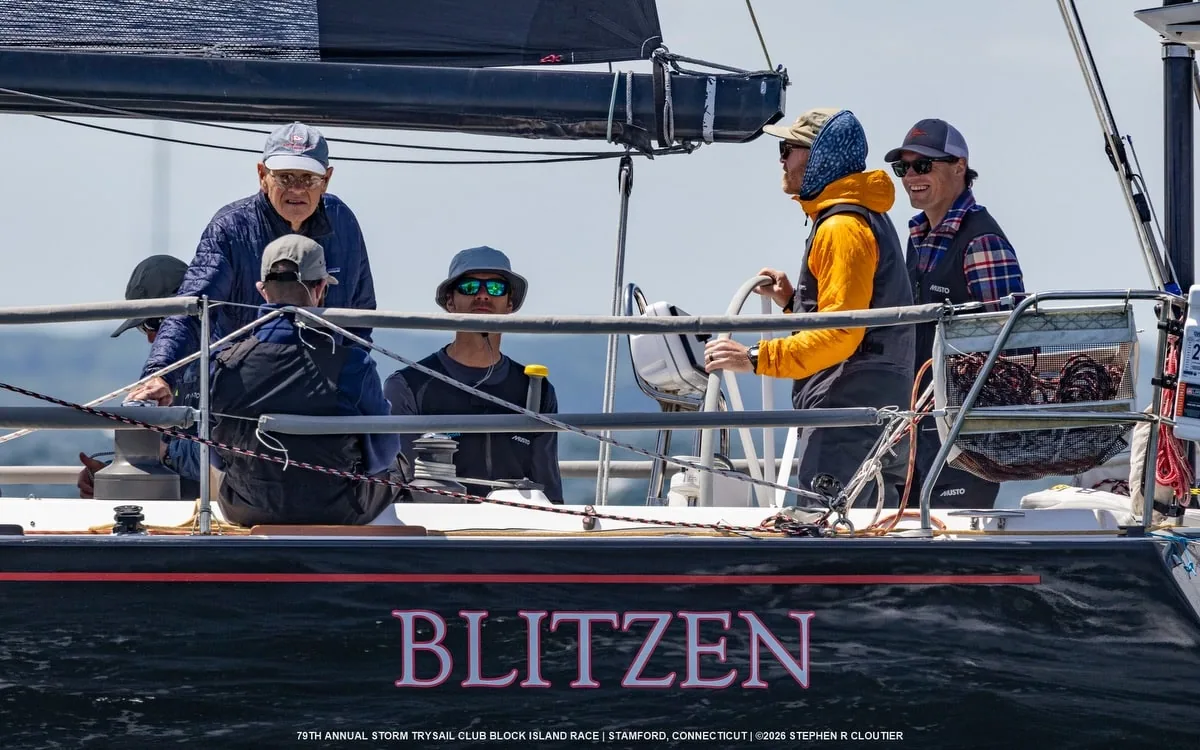 Blitzen's crew on deck at the Storm Trysail Club Block Island Race