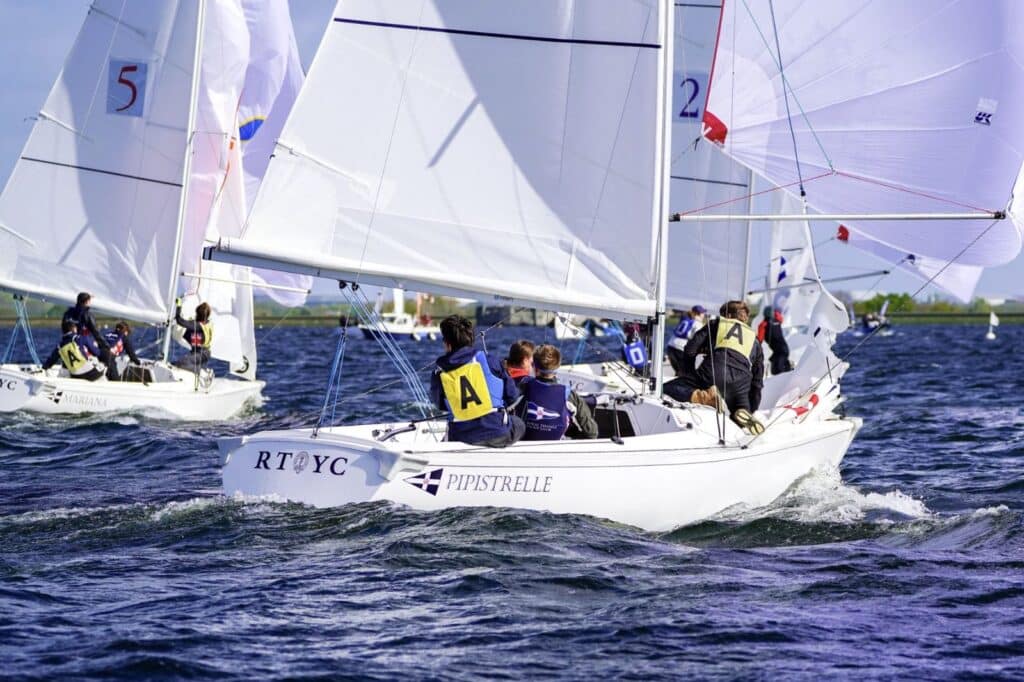 RTYC one-design Pipistrelle racing amid a tight fleet at the Carmela Cup