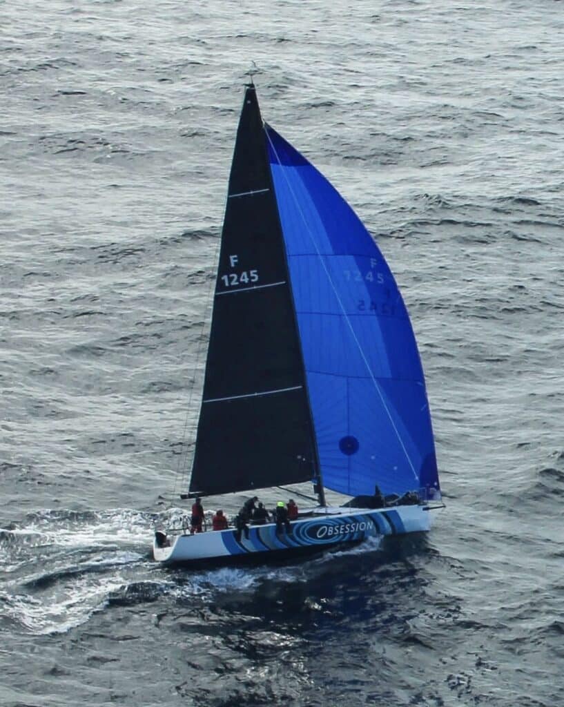 Aerial shots of Obsession on the delivery home from the 2026 Albany race. Photos © Elizabeth Court & Paul Dunbar.