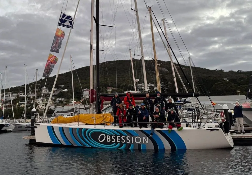 Obsession on the dock after a tough duel against Sirene in the Albany race. Photo © Obsession Racing.
