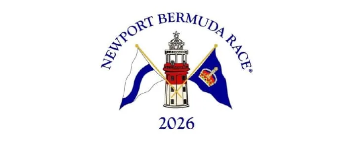 Newport Bermuda Race 2026 logo with a lighthouse between two burgees