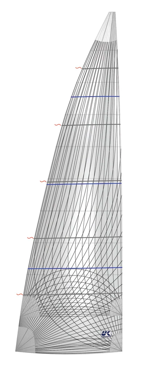 Cruising mainsail in X-Drive® taffeta, grey laminate with corner-to-corner reinforcing yarns