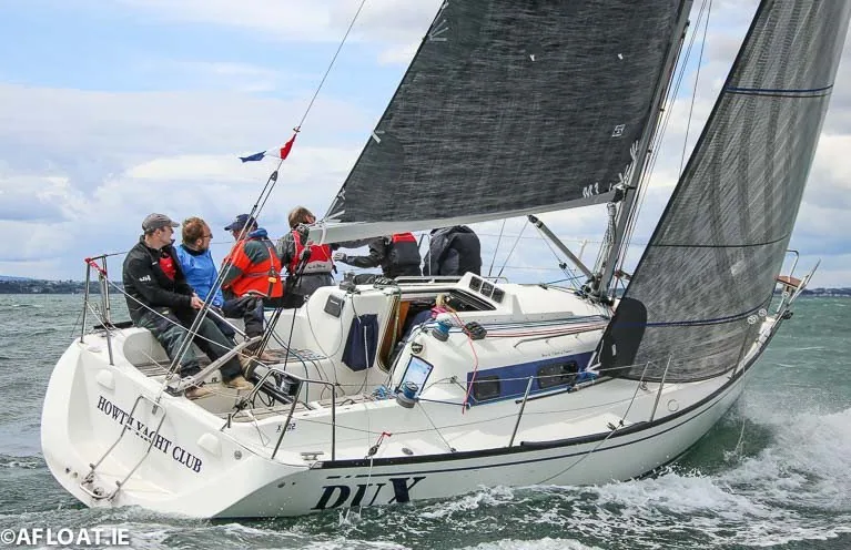 Here is a better shot of DUX’s mainsail that has Liteskin on both sides of the sail for extra durability. Click to enlarge.