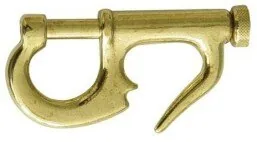 Brass piston hank with knurled plunger, on a white background